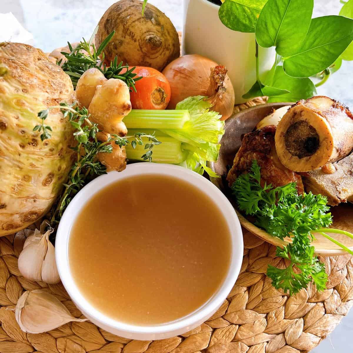 Seasonal Veggies Beef Broth